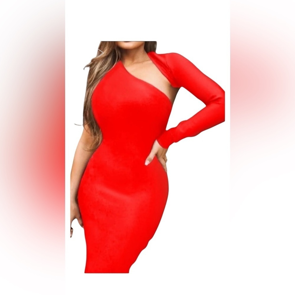 Red Asymmetrical Backless Bodycon Dress